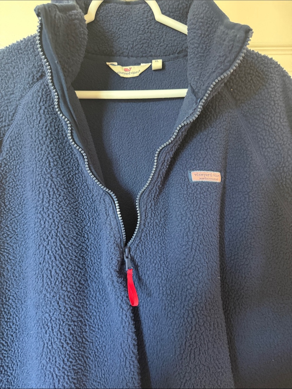 Vineyard Vines Navy Sherpa Full-Zip Sweatshirt with Red Accents - Picture 4 of 4